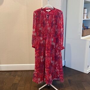 LOFT Red Long Sleeve Dress